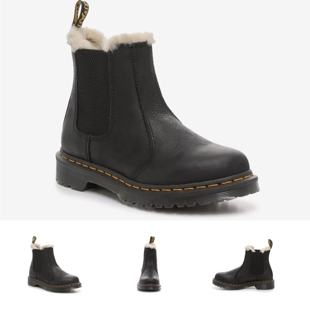 Dr. Martens Black Fur-Lined Chelsea Boots